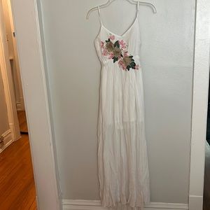 Womens long dress with floral detail